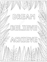 Each printable highlights a word that starts. Dream Believe Achieve Quote Coloring Page Affirmation Coloring Vector Illustration Royalty Free Cliparts Vectors And Stock Illustration Image 167085829