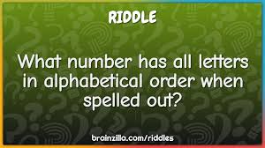 Create dynamic drop down list in alphabetical order. What Number Has All Letters In Alphabetical Order When Spelled Out Riddle Answer Brainzilla