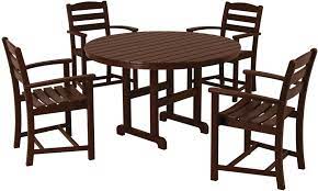 Polywood La Casa Cafe 4 Seat Round Dining Set Outdoor Dining Table Setting Patio Dining Set Outdoor Dining Table