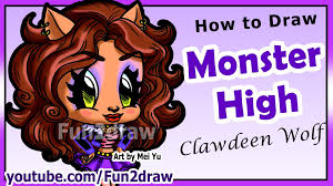 Learn To Draw Monster High Girls Clawdeen Wolf Halloween Monsters Step Fun2draw Monster Drawing Easy Cartoon Drawings