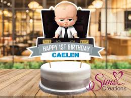 Boss Baby Cartoon Birthday Cake For Baby Boy 1 Year Boss Baby Theme Cake Topper Cake Centerpiece Is Perfect For A Boss Baby Theme Celebration Custom Baby Cake Topper Baby Birthday Cakes Baby Party Invitations