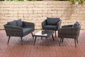 Clp Polyrattan Loungeset Skara I Grau Meliert I Gartenlounge Rundrattan I Sofa 2x Sessel Glastisch I 5mm Rattand Lounge Mobel Aussenmobel Loungemobel Garten