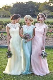 Elegant Floral Chiffon Lace With Short Sleeves Modest Long Pastel Bridesmaid Dr Pastel Bridesmaid Dresses Affordable Bridesmaid Dresses Lace Bridesmaid Dresses