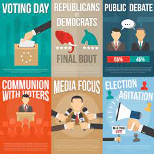 Vintage nixon original election campaign poster republican win with nixon. Free Vector Election Poster Set