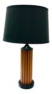 Lepower wood tripod floor lamp, mid century standing lamp, modern design studying light for living room, bedroom, study room and office, flaxen lamp shade with e26 lamp base. Vintage Mid Century Wood Panel Table Lamp Chairish