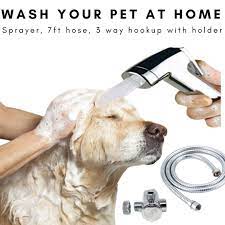 Packsfield Dog Shower Sprayer For Pet Bathing In Bath Tub Stainless Steel Grooming Set Easy Hose Attachment Dog Shower Dog Washing Station Hose Attachments
