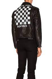 Enfants Riches Deprimes Black Leather Checkerboard Jacket Modesens Leather Sleeve Jacket Leather Jacket Men Mens Zip Up Jackets
