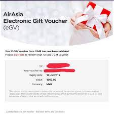 Use the coupons before they're expired for the year 2021. Airasia Electronic Gift Voucher Egv Rm1000 Expire 10 Jul 2019 Shopee Malaysia