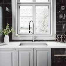 Vigo All In One Undermount Stainless Steel 30 In Single Bowl Kitchen Sink And Faucet Set In Stainless Steel Vg15750 The Home Depot Farmhouse Sink Kitchen Apron Front Kitchen Sink Stainless Steel Farmhouse