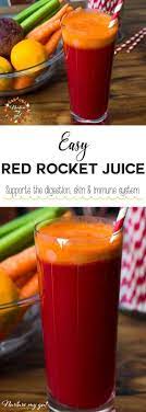 Easy Red Rocket Juice Recipe Beet Carrot Celery Orange Recipe Red Juice Recipe Juicing Recipes Healthy Juice Recipes