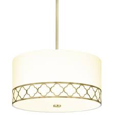 Lights Com Ceiling Pendant Lighting Anja 18 Fabric Drum Shade Pendant Aged Brass