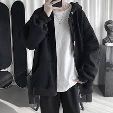 Áo khoác Hoodie Nam Nữ form rộng - Basic Oversize Zip-Up Hoodie in Black