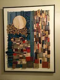 Wood Mosaic Wall Art Moon Sun Wood Wall Art Diy Wood Art Scrap Wood Art