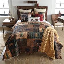 3pc lodge cabin buffalo check bedding quilt set throw 5pc window set f/q or king. Brown Bear Cabin