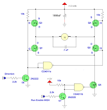 H Bridge Schematic With Speed Control Circuit Electronics Projects Electronics Circuit