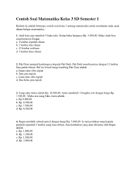 Soal ukk matematika kelas 3 sd a. Contoh Soal Matematika Kelas 3 Sd Semester 1