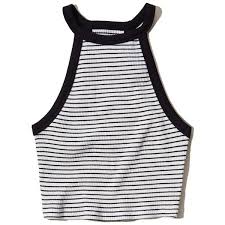 Black And White Striped Crop Tank Top Hollister Must Have High Neck Cropped Tank 8 99 Liked On Polyvore Featuring Tops Black Stripe Stripe Crop Top Hi Tops Tank Top Fashion Striped Crop Top