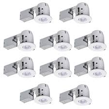 Globe Electric 4 In White Ic Rated Dimmable Round Recessed Lighting Kit Led Bulbs Included 10 Pack 90954 The Home Depot