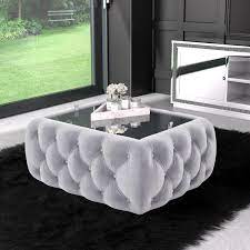 O&k furniture square coffee table with 4 nesting stools. Silver Grey Velvet Storage Coffee Table Buttoned Clio Furniture123