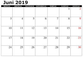 Kalender 2019 Montas Juni