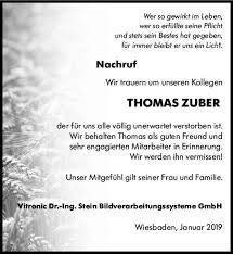 Traueranzeigen von Thomas Zuber