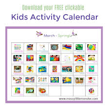 Spring Activity Calendar March In 2020 Kids Calendar Spring Activities Activities