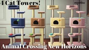 4 Colorful Cat Tower Bundle Set Animal Crossing New Horizons Acnh Cat Colors Cat Tower Animal Crossing