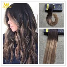 Work the lighter colour further down the. European Ombre Off Black Dark Brown Pu Tape In Human Hair Extensions Remy Hair Balayage Straight Hair Human Hair Extensions Real Human Hair Extensions