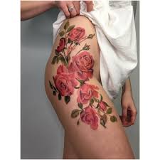 Red Roses Tattoo By Mavka Leesova Inked On The Right Hip Red Rose Tattoo Rose Tattoo Thigh Floral Hip Tattoo