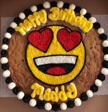 Birthday Cookie Cake Ideas Emoji Cookie Cake Cookie Cake Decorations Cookie Cake Designs Cookie Cake Birthday