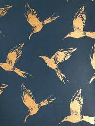 95 results for bird wallpaper. Bollin Bird Wallpaper Gold And Deep Ocean Zoe Glencross
