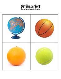 Calculate the surface areas, circumferences, volumes and radii of a sphere with any sphere shape. Shapes Shapes And More Shapes Geometry With Children Shape Sort Kindergarten Math Activities 3d Shape