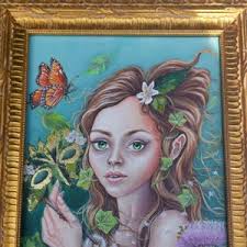 Flora, Original Painting, Child, Spring, Forest, Flowers, Fairy Tale,  Costume, Folk Tale, Girl, Spirit of Spring, Rebirth