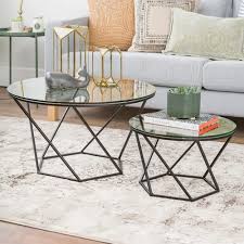 Black Geometric Glass Nesting Coffee Tables Coffee Table Nesting Tables Nesting Coffee Tables