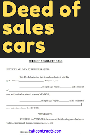 Deed Of Sales Cars In 2020 Word Doc Rental Agreement Templates Sale