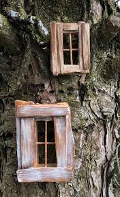 Fairy Window Made Of Reclaimed Wood Created By Olive 2 1 2 Inches By 2 Inches 2 1 2 X 2 One Win Fairy Tree Houses Fairy Garden Doors Fairy Garden Crafts