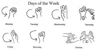 Последние твиты от asl (@aslnews). Day In Asl Pictures Week Sign Language Words Sign Language Alphabet Sign Language Chart
