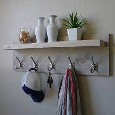 Rustic Modern Sun Bleached 5 Hanger Hook Coat Hat Rack With Floating Shelf Coat Rack Shelf Wall Mount Coat Rack Diy Coat Rack Wall