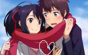 What separates your name, or kimi no na wa, from other romance anime is the way mistuha and taki get to know each other. Male And Female Anime Character Using One Red Scarf Illustration Anime Hd Wallpaper Wallpaperbetter