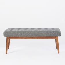 Custom genuine leather replacement cushions. Mid Century Bench