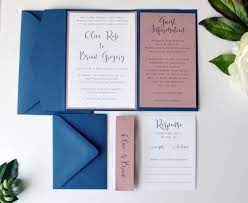 Navy And Dusty Rose Wedding Invitations Romantic Wedding Etsy Navy Wedding Invitations Rose Wedding Invitations Wedding Invitations Romantic