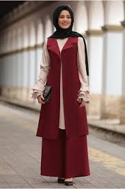 Yelek Pantolon Takim Bordo Sure Tesettur Bordo Pantolon Sure Takim Tesettur Yelek In 2020 Moslem Fashion Pattern Dress Women Muslim Fashion