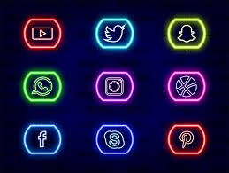 Download Social Media Neon Icons Vector Set 02 Graphic By Zerobbat Creative Fabrica SVG Cut Files