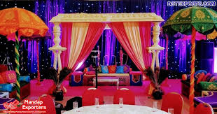 This exotic design comes with loud colour combination. Arabian Moroccan Themed Mehndi Decor Mandap Exporters