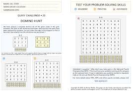 Fill the grid with dominoes so that every possible domino appears only once. Domino Hunt Qc 20