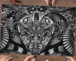 (puzzle template) 311 3 4 photoshop printer stock images: Psychedelic Puzzle Etsy