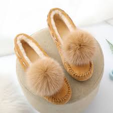 Maybe you would like to learn more about one of these? Women S Moccasin Slippers With Pom Pom Warm Shearling Moccasins