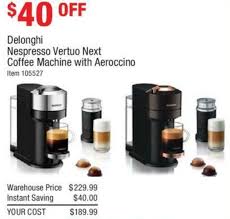 Delonghi coffee machine vs nespresso vertuo next deluxe with aeroccino. Delonghi Nespresso Vertuo Next Coffee Machine With Aeroccino Offer At Costco