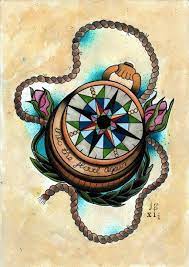 Compass Art Print Tattoo Flash Print 9 50 Via Etsy Compass Art Flash Tattoo Tattoo Flash Art