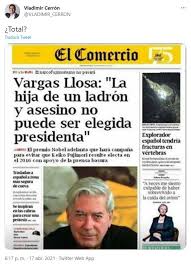 El comercio reporta en twitter las noticias del perú y el mundo, reportajes, opinión y análisis. Datecuenta Secretario General De Peru Libre Publica Falsa Portada De El Comercio Sobre Declaraciones De Mario Vargas Llosa Desde La Redaccion El Comercio Peru